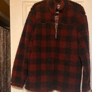 Alpine Design Red and Black Plaid Women's Top
